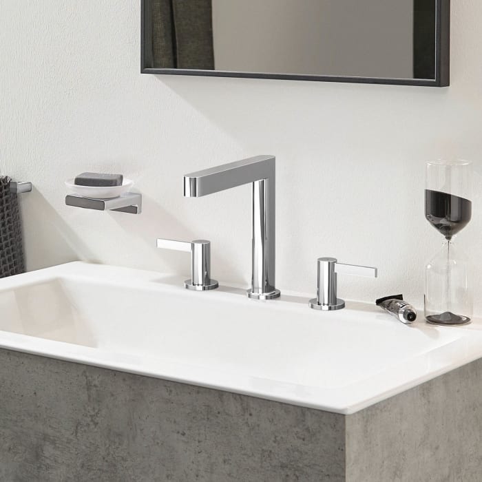 hansgrohe Finoris 3-Loch Waschtischarmatur 160 mit Push-Open Ablaufgarnitur