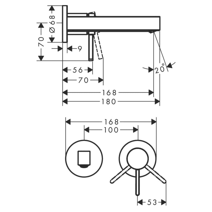 hansgrohe Finoris Einhebel-Waschtischarmatur Unterputz für Wandmontage mit Auslauf 16,8 cm