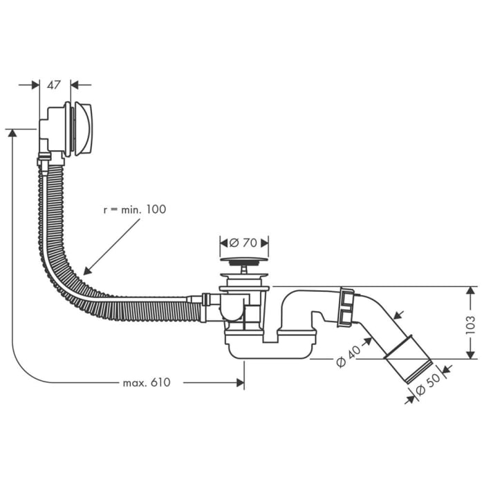 hansgrohe Flexaplus Wannen-Ab-und Überlaufgarnitur Komplettset
