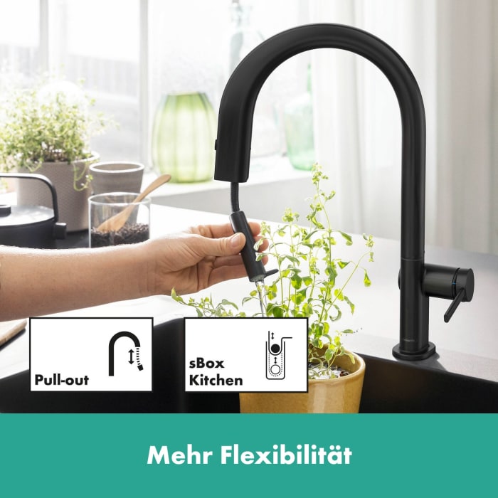 hansgrohe Aqittura M91 Filtersystem 210, Ausziehauslauf, 1jet, sBox, Starter Set