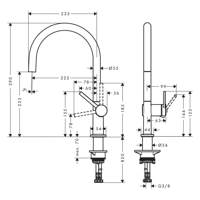 hansgrohe Talis M54 Einhebel-Küchenmischer 220, 1jet