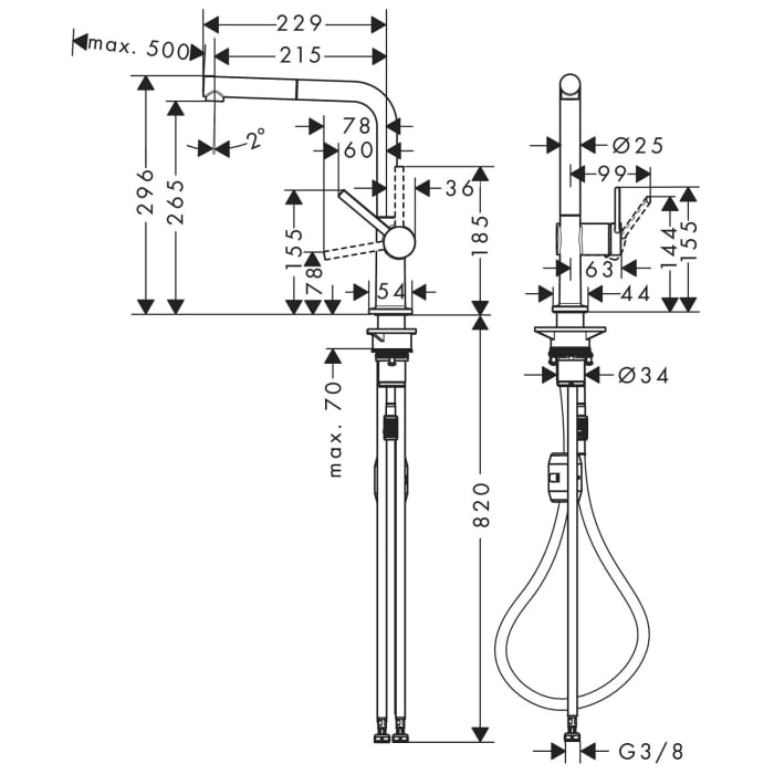 hansgrohe Talis M54 Einhebel-Küchenmischer 270, Ausziehauslauf, 1jet