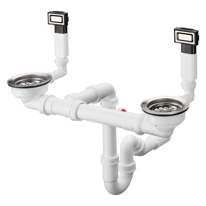 hansgrohe D15-10 Manuelle Ab- und Überlaufgarnitur für Doppelbecken