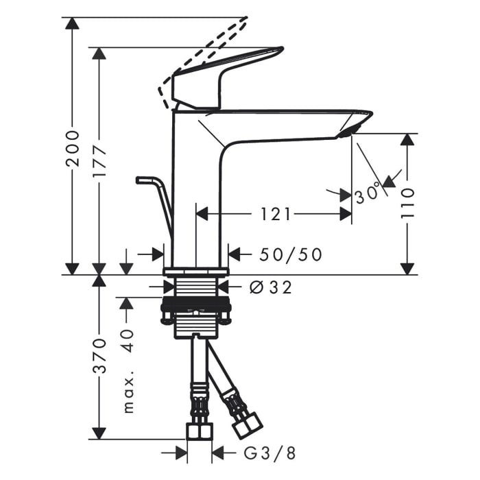 hansgrohe Logis Einhebel-Waschtischarmatur 110 Fine mit Zugstangen-Ablaufgarnitur