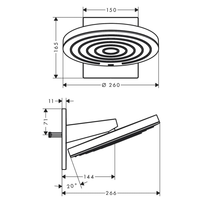 hansgrohe Pulsify Kopfbrause 260 2jet mit Wandanschluss