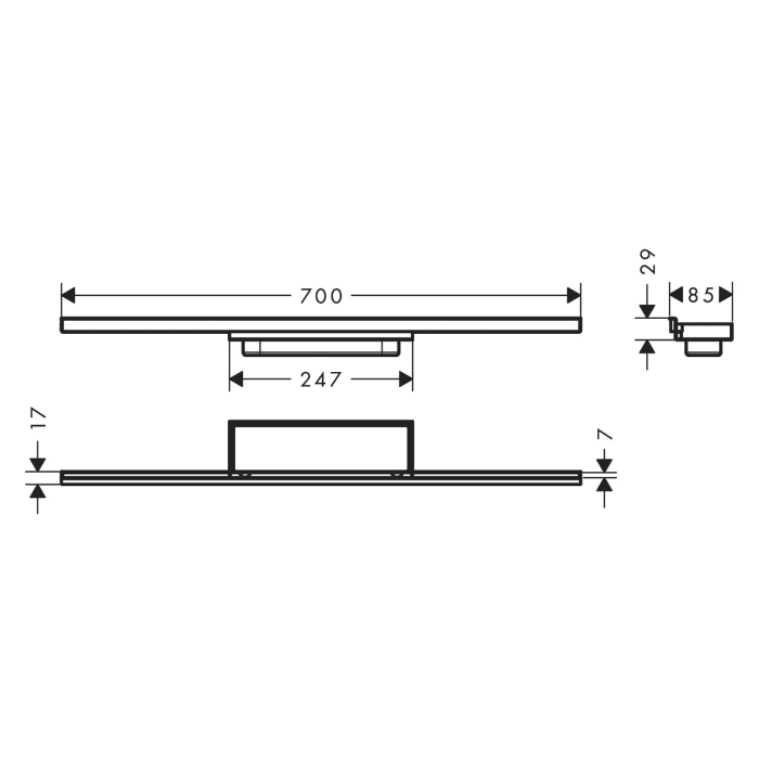 hansgrohe RainDrain Minimalistic Fertigset Duschrinne 70 cm