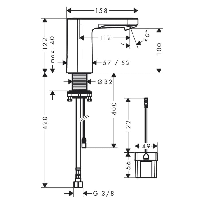hansgrohe Vernis Blend Elektronik Waschtischmischer für Kalt- oder vorgemischtes Wasser, Batteriebetrieb