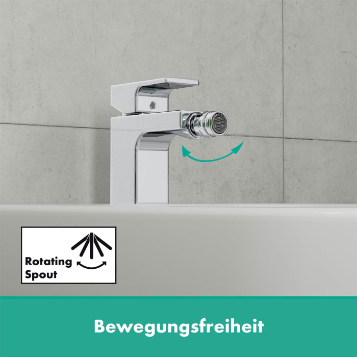 hansgrohe Vernis Shape Bidetarmatur mit Zugstangen-Ablaufgarnitur