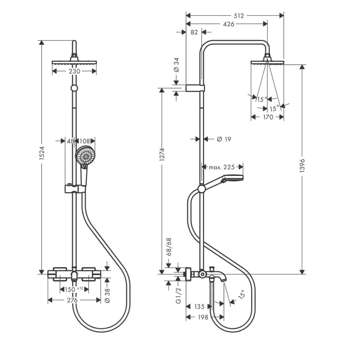 hansgrohe Vernis Shape Duschsystem 230 1 jet mit Wannenthermostat