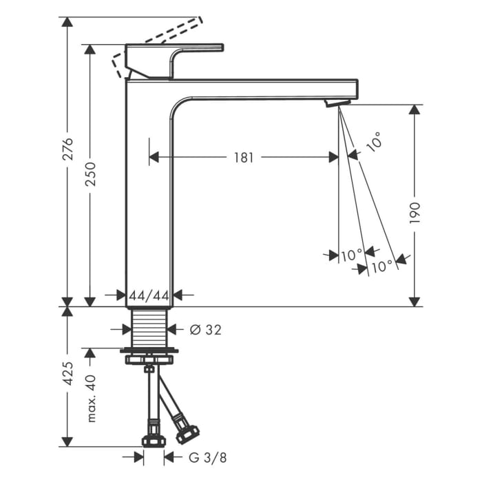 hansgrohe Vernis Shape Waschtischarmatur 190 ohne Ablaufgarnitur
