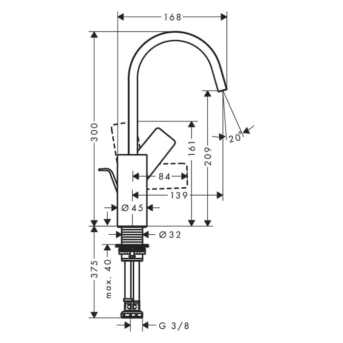 hansgrohe Vivenis Einhebel-Waschtischarmatur 210 mit Zugstangen-Ablaufgarnitur, mit Schwenkauslauf