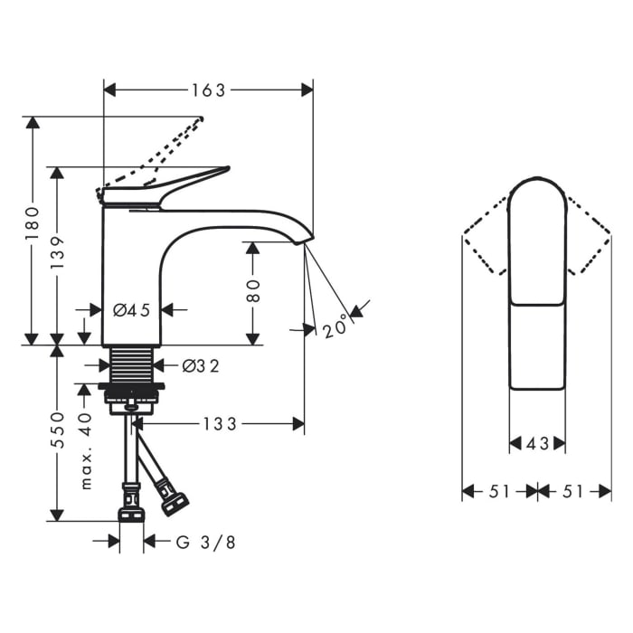 hansgrohe Vivenis Einhebel-Waschtischarmatur 80 ohne Ablaufgarnitur