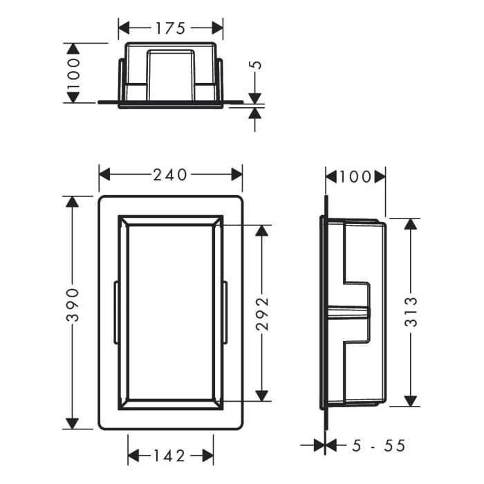 hansgrohe XtraStoris Original Wandnischen-Einbaubox mit Rahmen 15 x 10 x 30 cm