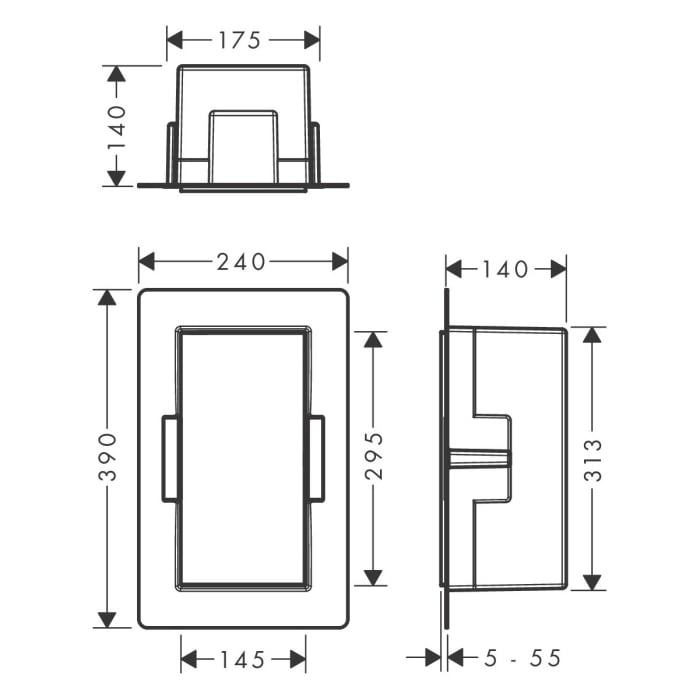 hansgrohe XtraStoris Rock Einbau Abfalleimer mit befliesbarer Tür 300/150/140