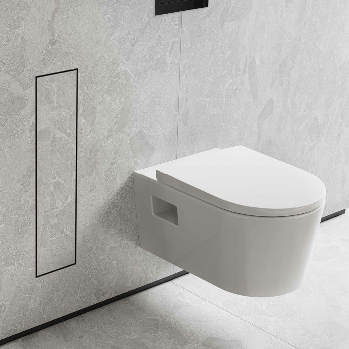 hansgrohe XtraStoris Rock Einbau Toilettenbürstenhalter mit Ablage und befliesbarer Tür