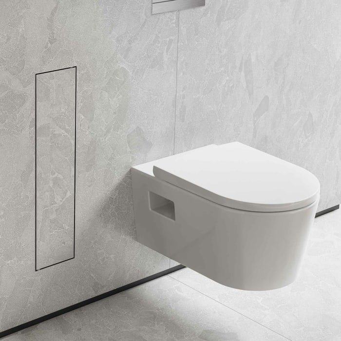 hansgrohe XtraStoris Rock Einbau Toilettenbürstenhalter mit Ablage und befliesbarer Tür