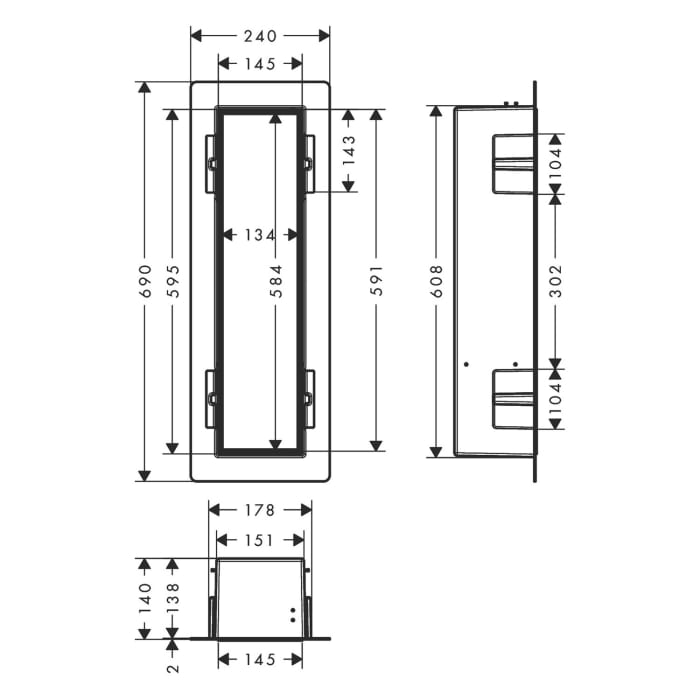 hansgrohe XtraStoris Rock Einbau Toilettenbürstenhalter mit Ablage und befliesbarer Tür