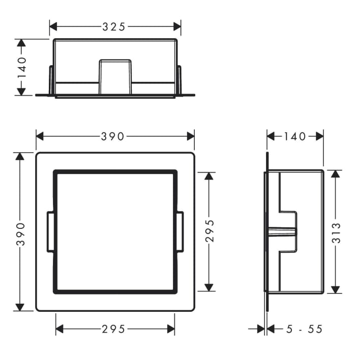 hansgrohe XtraStoris Minimalistic Wandnischen-Einbaubox rahmenlos 30 x 14 x 30 cm