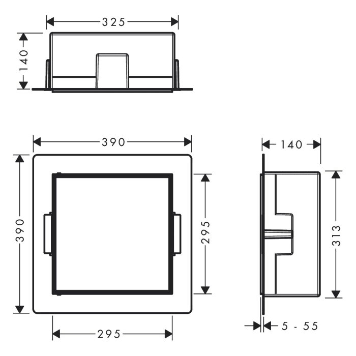 hansgrohe XtraStoris Rock Wandnischen-Einbaubox mit befliesbarer Tür 30 x 14 x 30 cm