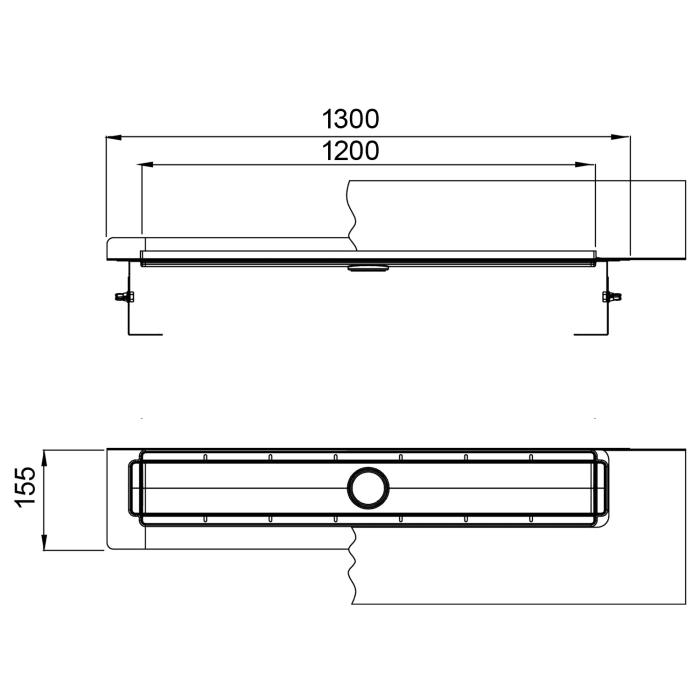 ACO ShowerDrain M+ Duschrinne 120 cm mit Aufkantung hinten