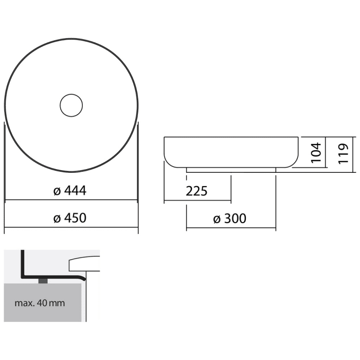 Alape Aufsatzbecken AB.SO450.1, kreisförmig mit 45 cm Ø