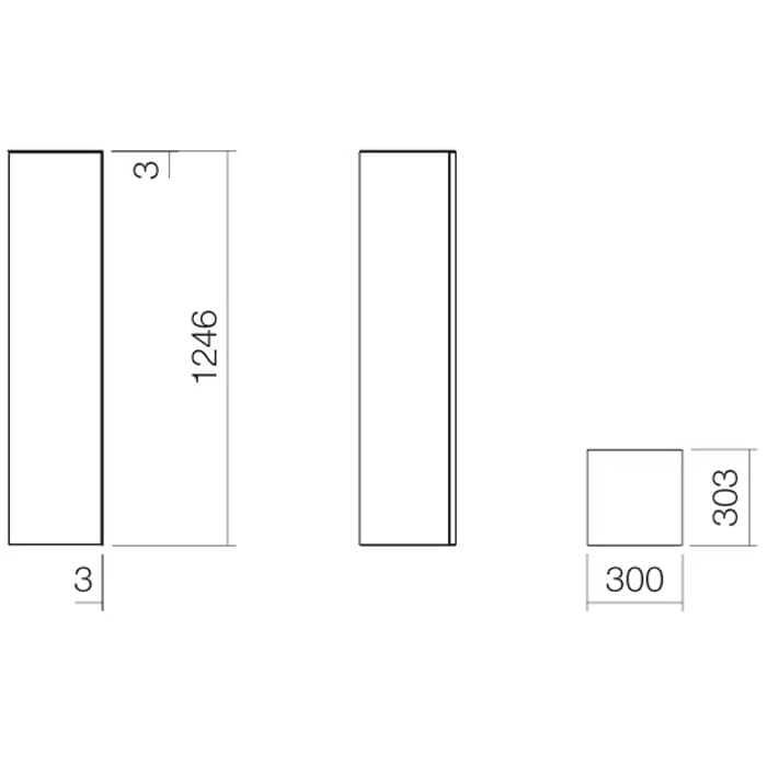 Alape Folio Hochschrank, HS.FO1250.L 30 x 30,3 x 124,6 cm, Version links