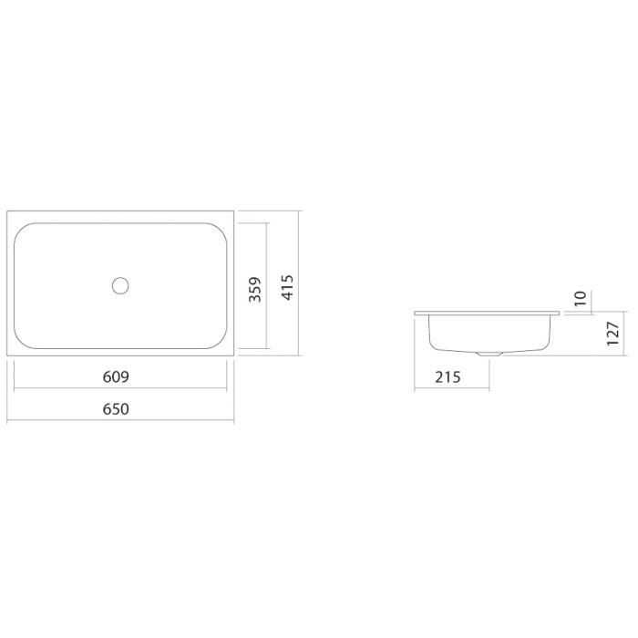Alape Stream Einbaubecken EB.SR650, rechteckig 65 x 41,4 cm
