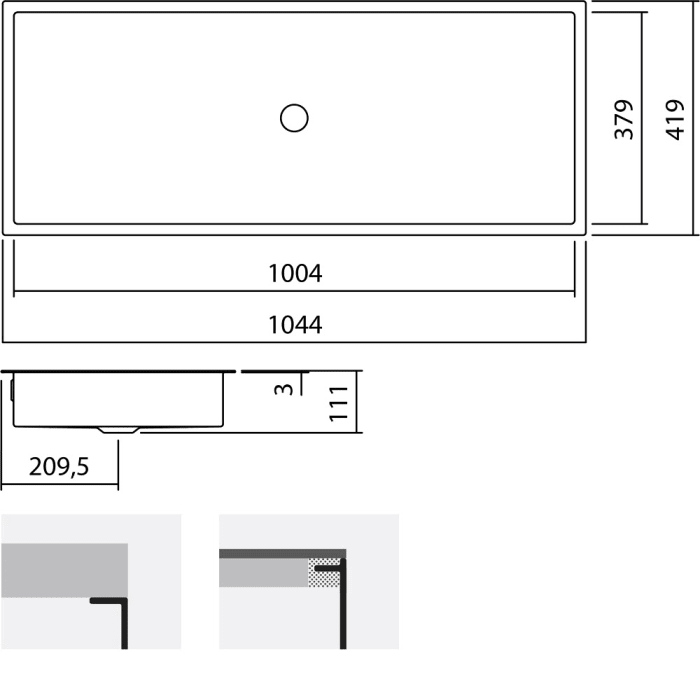 Alape Metaphor UB.ME1000 Unterbaubecken 100,4 x 37,9 cm für HPL-beschichtete Platten
