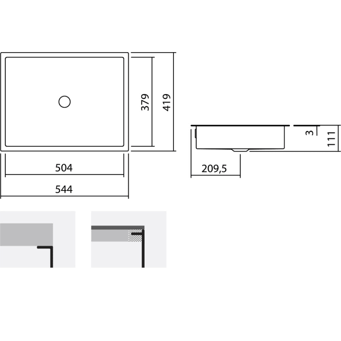 Alape Metaphor UB.ME500 Unterbaubecken 50,4 x 37,9 cm
