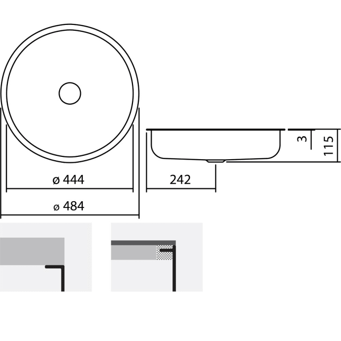Alape Sondo Unterbaubecken UB. SO450.1 mit 45,6 cm Ø