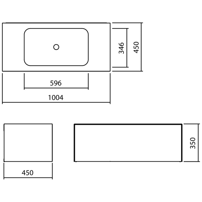 Alape Folio4 Waschplatz 100,4 x 45 cm, ohne Hahnloch
