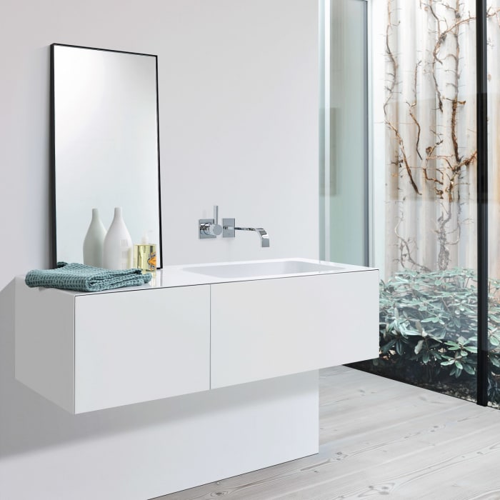 Alape Folio10 Waschplatz 125,4 x 45 cm, ohne Hahnloch, Beckenmulde rechts