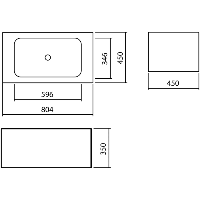 Alape Folio2 Waschplatz 80,4 x 45 cm, ohne Hahnloch