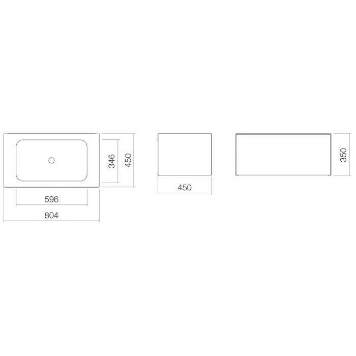 Alape Folio2 Waschplatz 80,4 x 45 cm, ohne Hahnloch