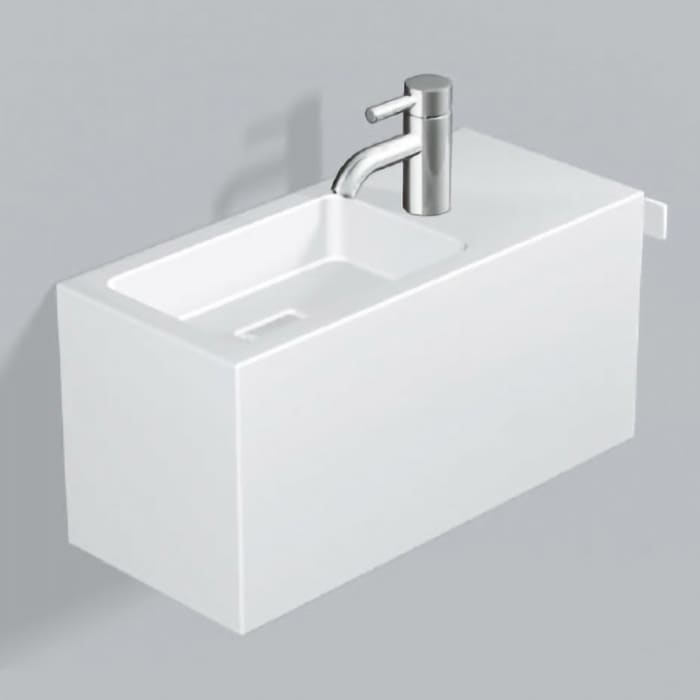 Alape Xplore.S Waschplatz WP.XS1, rechteckig 64,5 x 26,8 cm, Beckenmulde links