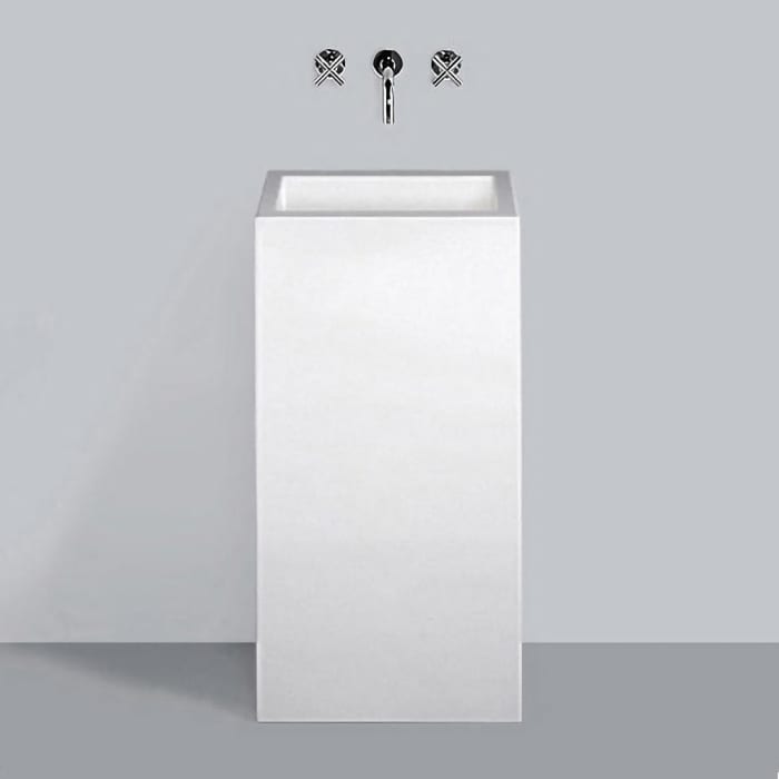 Alape Säulen-Waschtisch WT.RX450QS, quadratisch 45,5 x 45,5 cm