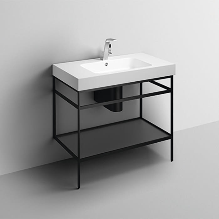 Alape Work.Frame Waschplatz WP.WF100.1, 100 x 52,5 x 90 cm, Beckenmulde mittig