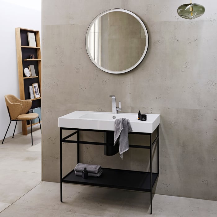 Alape Work.Frame Waschplatz WP.WF100.1, 100 x 52,5 x 90 cm, Beckenmulde mittig