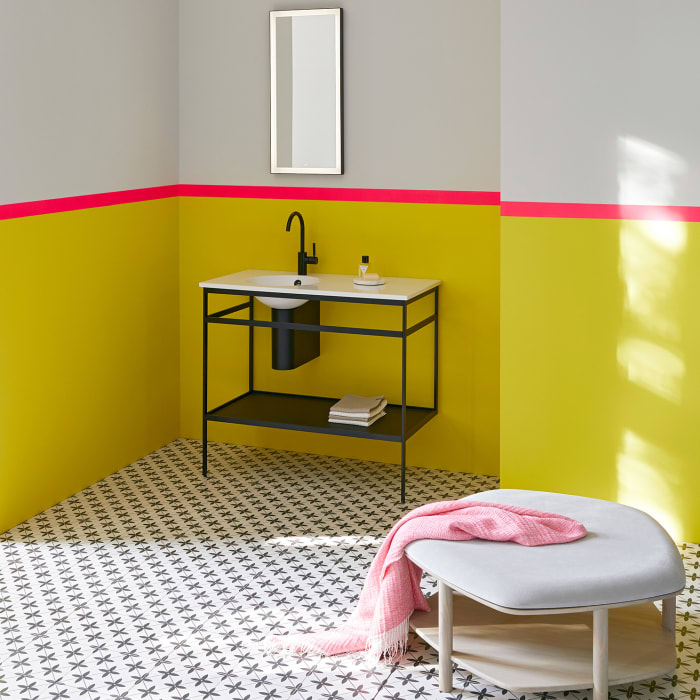 Alape Work.Frame Waschplatz WP.WF20.1, 100 x 52,5 x 90 cm, Beckenmulde links