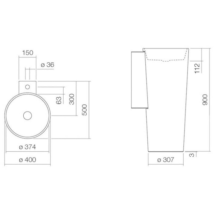 Alape Säulen-Waschtisch WT.RX400H.CO kreisförmig mit Ø 40 cm
