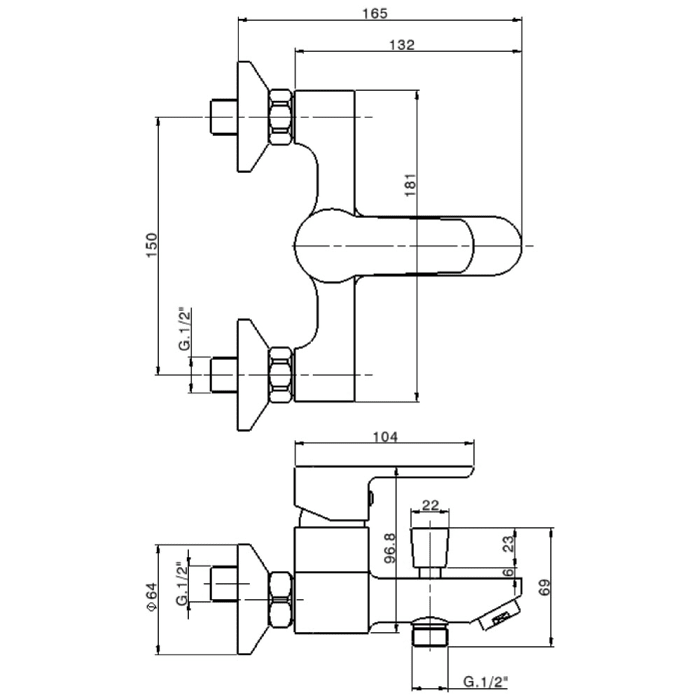 Avenarius Linie 180 Wanne-Brause-Einhebelmischbatterie
