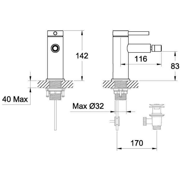 Avenarius Linie 280 Bidet-Einhebelmischbatterie