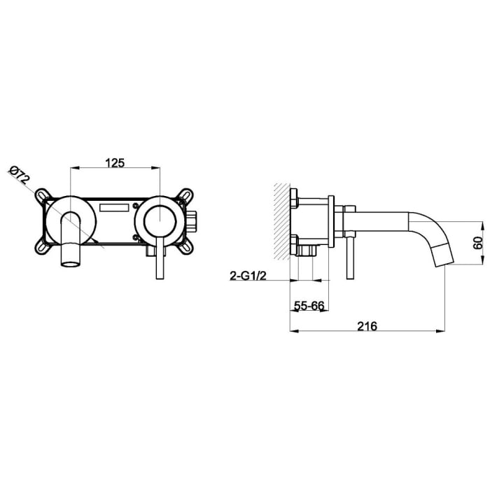 Avenarius Linie 280 Waschtisch-Einhebelmischbatterie, Unterputz, Ausladung 15 cm