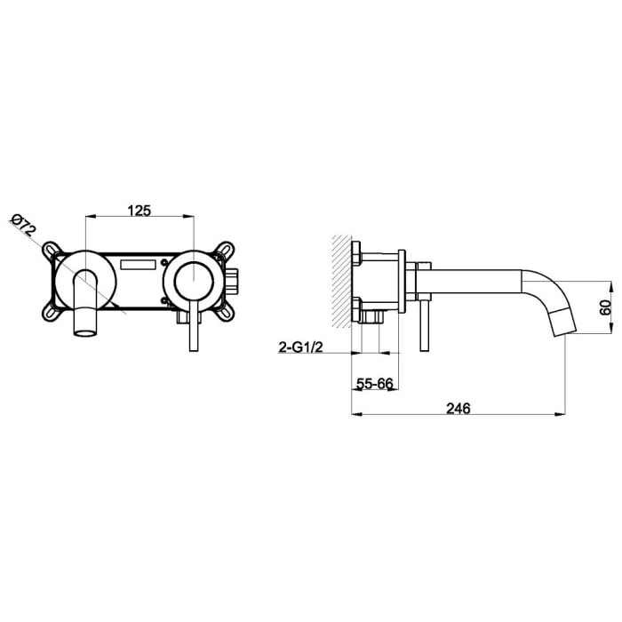 Avenarius Linie 280 Waschtisch-Einhebelmischbatterie, Unterputz, Ausladung 18 cm