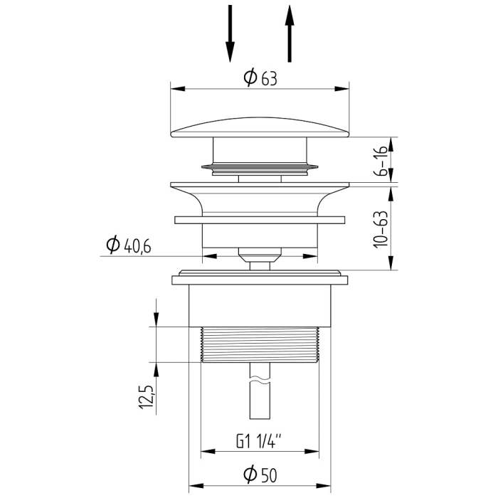 Avenarius Design-Schaftventil rund mit Verschluss