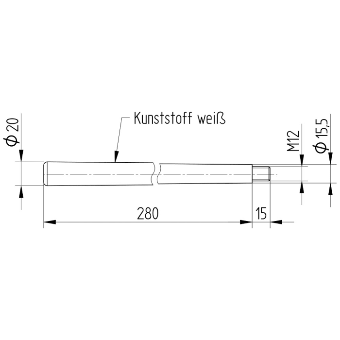 Avenarius WC-Bürstengriff rund 28 cm aus Kunststoff weiß
