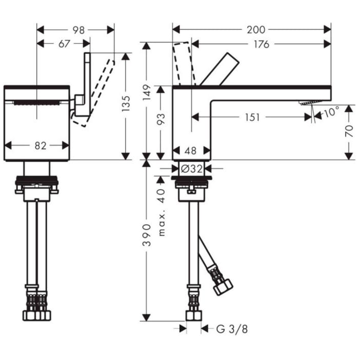 AXOR MyEdition Einhebel-Waschtischmischer 70 mit Glasplatte