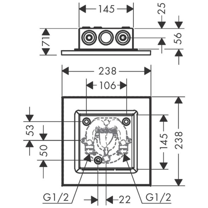 AXOR ShowerSolutions Kopfbrause 250 / 250 1jet Decke-Aufputz