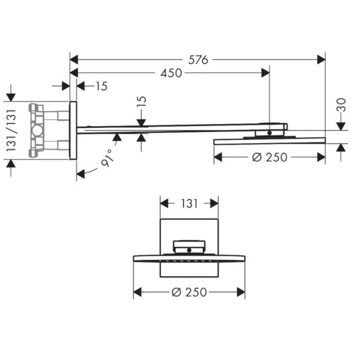 AXOR ShowerSolutions Kopfbrause 250 2jet mit Brausearm