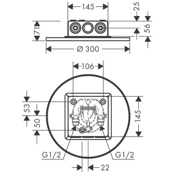 AXOR ShowerSolutions Kopfbrause 300 1jet Decke-Aufputz
